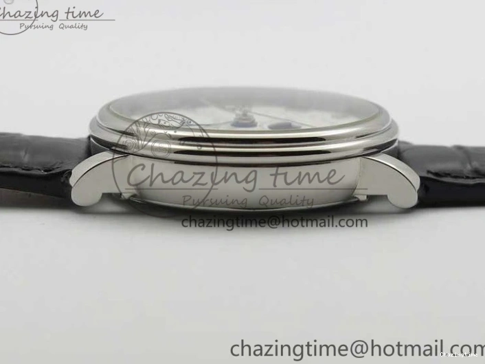 0128 MultiPurpose Villeret 6654 SS Complicated Function OMF 1:1 Best Edition White Dial on Black Leather Strap A6654 V 7901